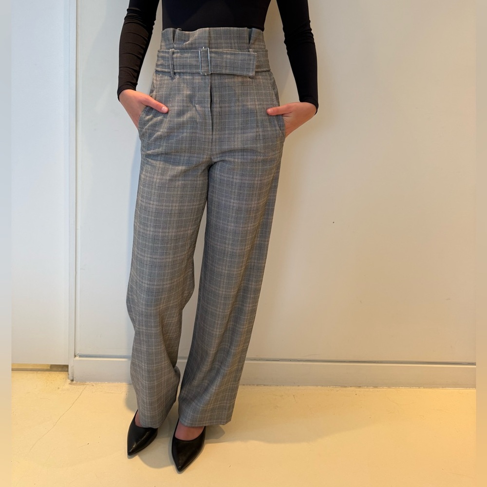 Babaton High-Waisted Plaid Trousers in Gray